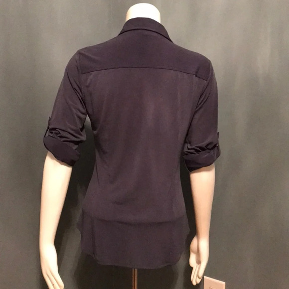 Ellie Kai blue button down stretch blouse size 2 - Picture 3 of 6